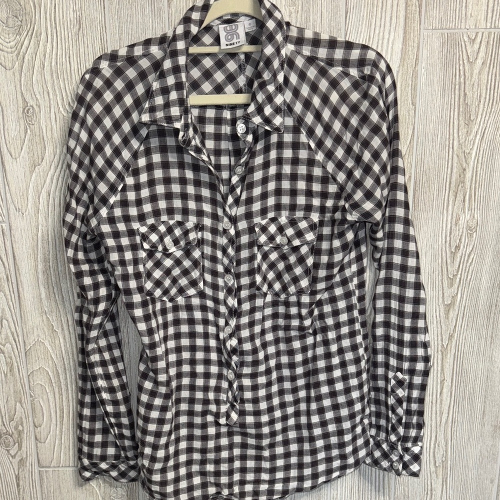 Ninety Black and White Plaid Shirt